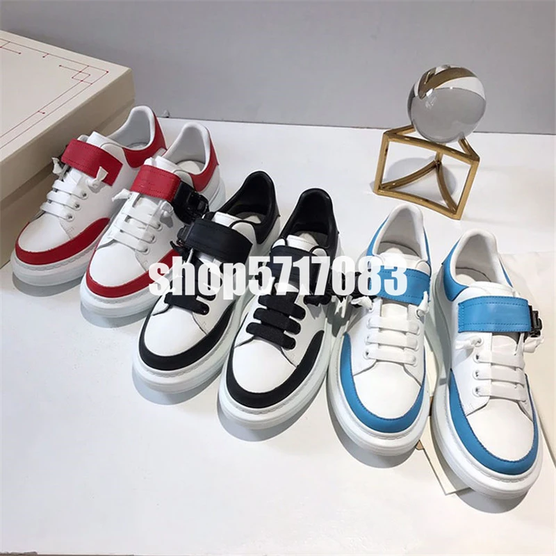 

Women's platform sneakers, casual strap and buckle shoes, mixed colors, comfortable women's runway shoes, new brand design shoes