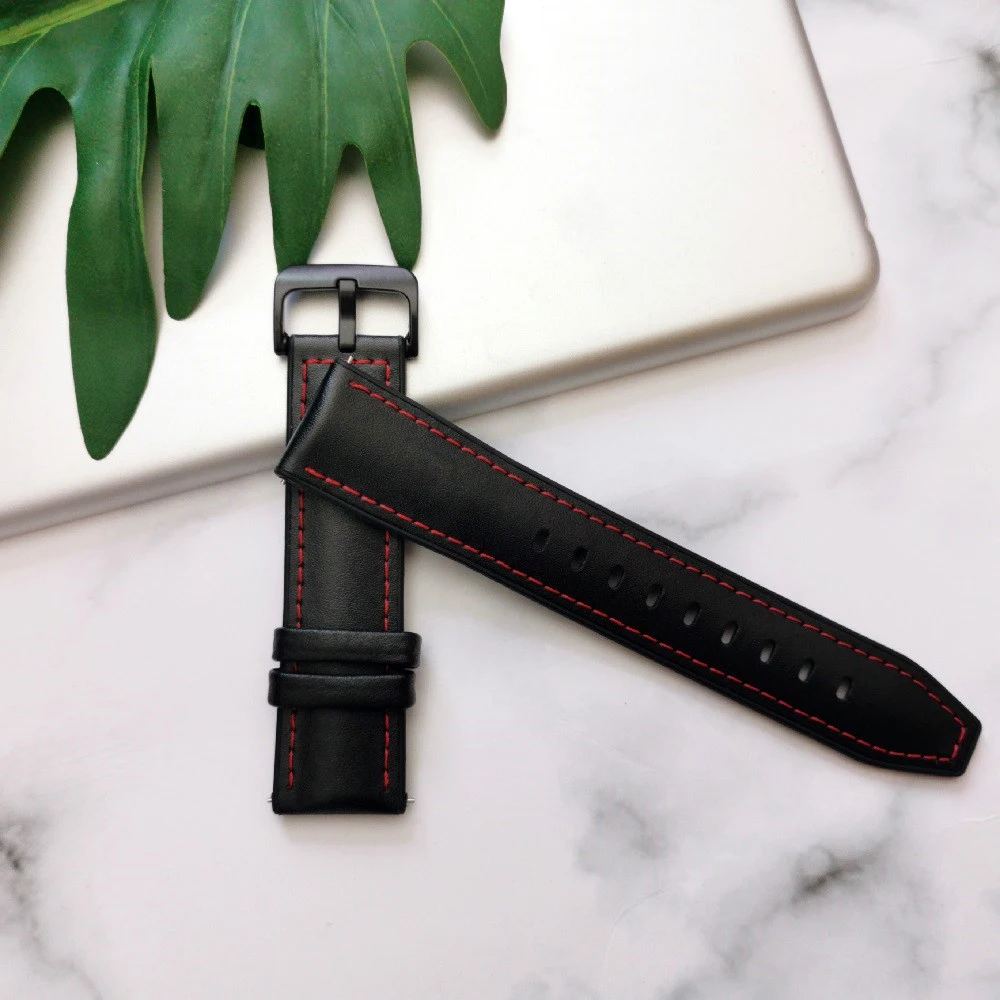 22mm Leather Watch band For Samsung Galaxy 46mm Gear S3 Huawei GT2 Amazfit GTR 47mm Retro Dark Brown New Band Strap | Наручные часы