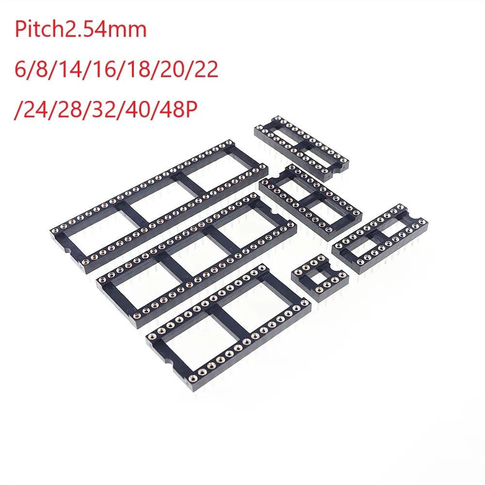 Manga Redonda Usinada ic Soquete Através de Furos Estanho 12 14 16 18 20 22 24 28 32 40 48 Pinos Mergulho 05 mm 50 Pcs
