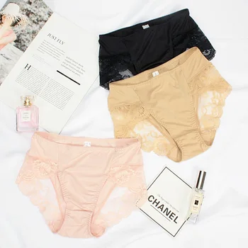 

Sexy Lace Seamless Ice silk Milk Silk Mid-waist Large Size Panties Fat Sister Plus Fat To Increase Thin Briefs