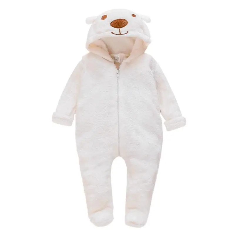 Новая модная одежда для сна; Милый хлопковый спальный мешок из плотного флиса с длинными рукавами и вышивкой для новорожденных - Цвет: Белый