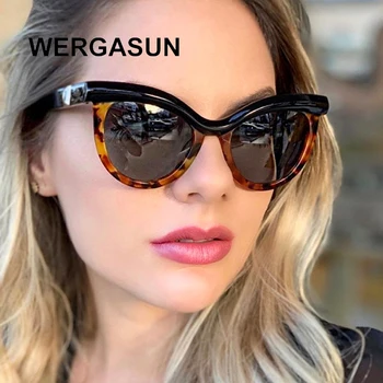 

WERGASUN New Brand Designer Cat eye Sunglasses Women Vintage Glasses For Women Mirror Retro Lunette De Soleil Femme UV400