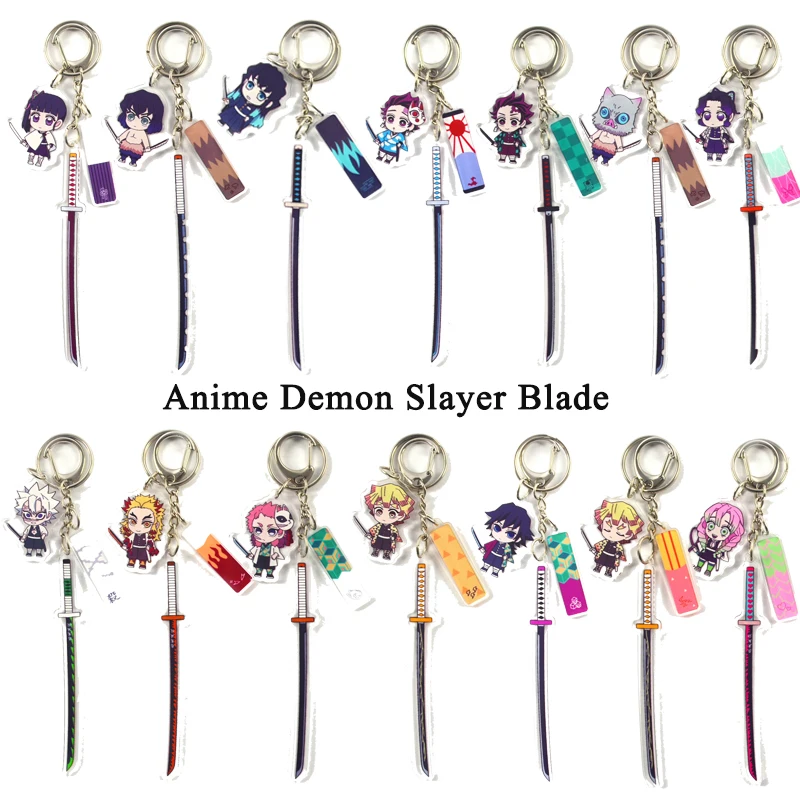 New Style Cartoon Anime Demon Slayer Blade Cosplay Prop Accessory Keychain Kamado Nezuko Acrylic Key Chain Sword Keyring | Украшения и