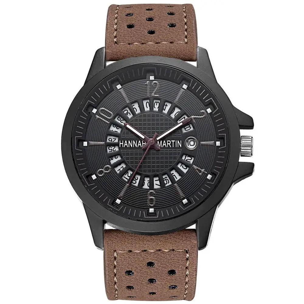 

Mens Watch Creative Calendar Date Men's Quartz Breathable Leather Sports Military Army Watch Top Brand Luxury Relogio Masculino