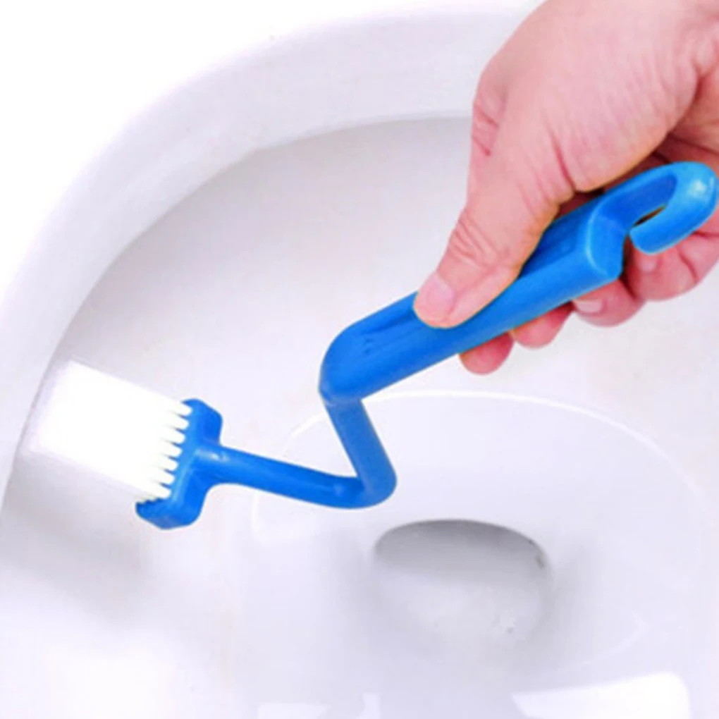 

2PcsToilet Cleaning Brush Bathroom Cleaning Accessories Portable Toilet Brush Corner Brush Bending Handle Scrubber Curved Random