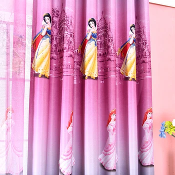 

Cartoon Curtains for Girls' Room Printed Window Children Curtain Full Blackout Kids Princess Curtains for Bedroom Living Room
