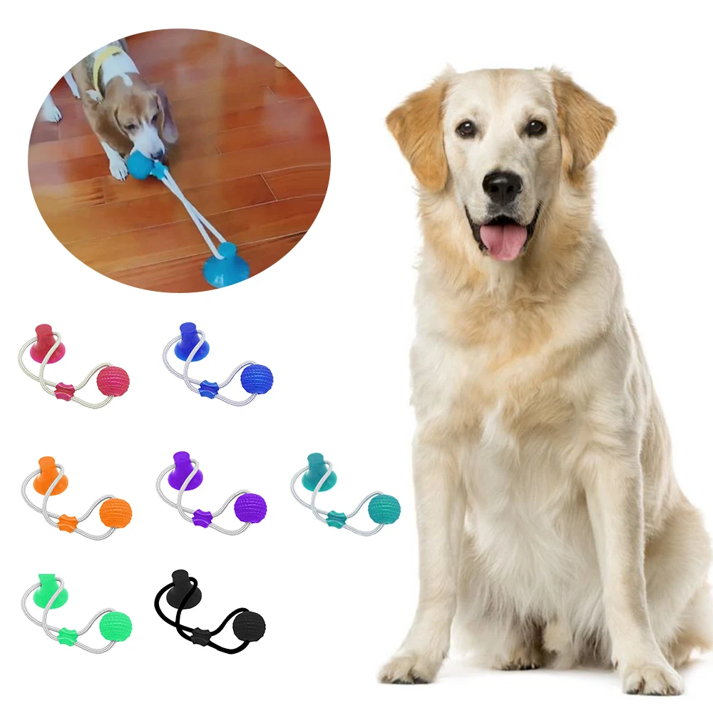 Pet Toys with Suction Cup Dog Push Toy with TPR Ball Pet Tooth Cleaning