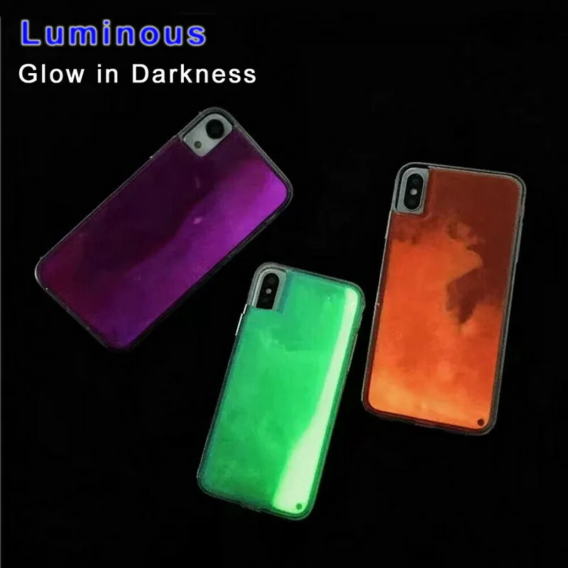 Светящийся чехол для huawei P30 Lite P Smart 2019 Nova 3 3i Quicksand Neon Sand Case iPhone 11 XR X Xs Max 7 8 Plus 6 6s |