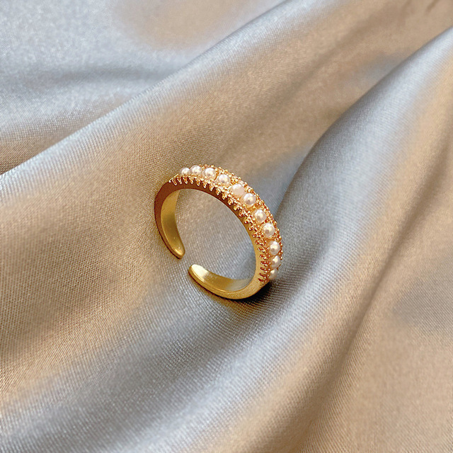 Sexy Zircon Open Rings For Women Trend Heart Pearl Wedding Party Adjustable Ring Girls Elegant Jewelry Gifts