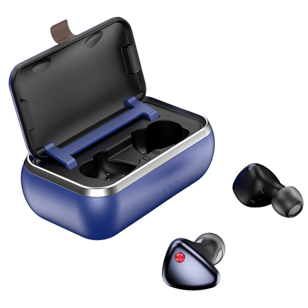 Шумоподавляющий чехол, bluetooth-гарнитура, мини игровая TWS, 5,0, беспроводной внешний аккумулятор, двойной микрофон, 3D стерео, для спорта, HD - Цвет: Синий