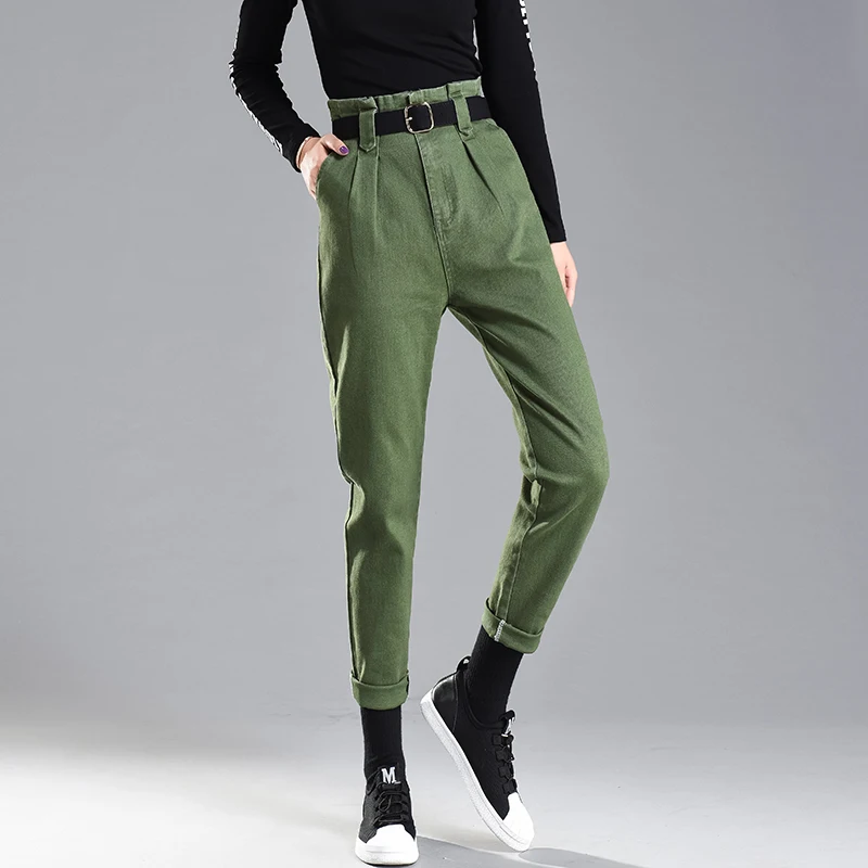 Брюки карго женские джинсовые с поясом повседневные английский стиль брюки