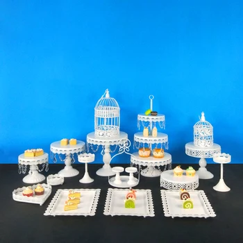 

Tobs White Crystal Cupcake Stand Round Metal Cake Stand Macarons Tray Candy bar Dessert Wedding Party Decoration Tools Bakeware