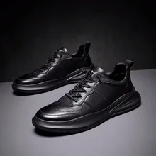 Мужская обувь из кожи и замши; Черная мужская обувь на платформе; спортивная обувь; Повседневная прогулочная обувь; ZM-93