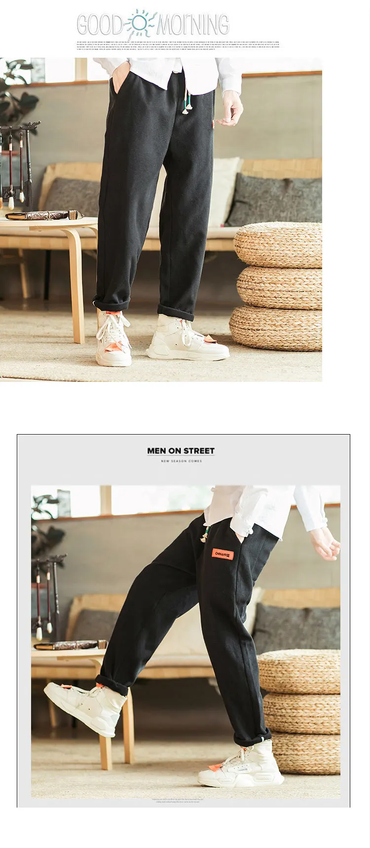 Liketkit, мужские китайские традиционные повседневные штаны, зима, плотные штаны для бега, мужские ЯПОНСКИЕ ВИНТАЖНЫЕ свободные шаровары 5XL