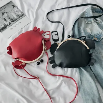 

Cute red crab shape pu leather fashion women's crossbody mini messenger bag shoulder bag handbag female clutch bag flap