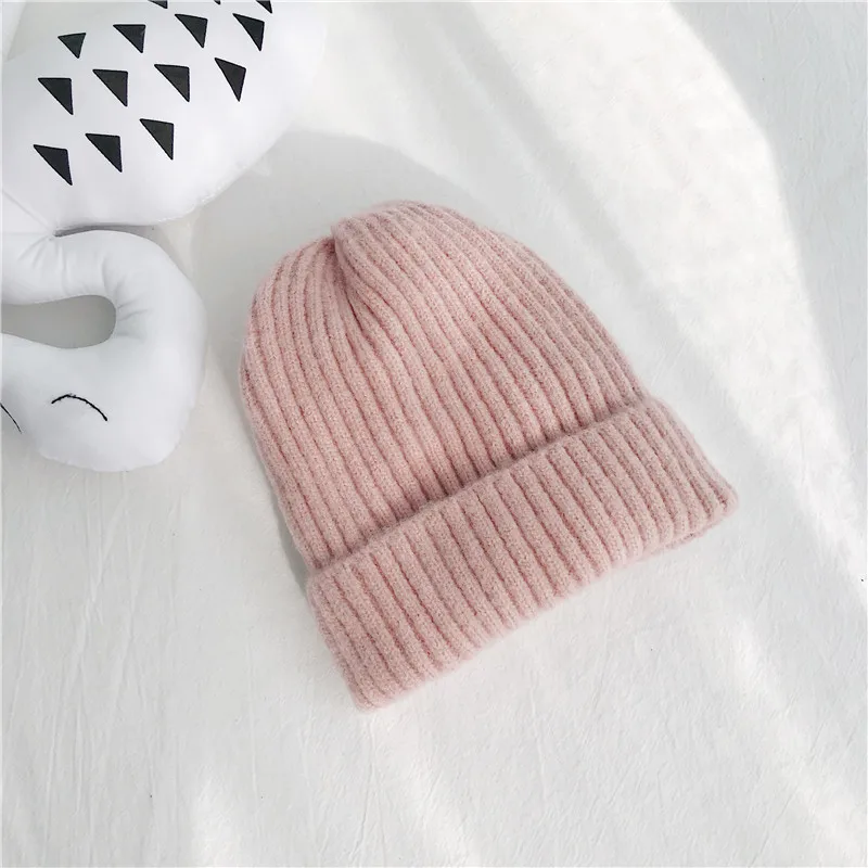 USPOP, новинка, зимние вязаные шапки skullies для женщин и мужчин с бархатной подкладкой, шапки унисекс, толстые теплые мохеровые шапочки - Цвет: Розовый