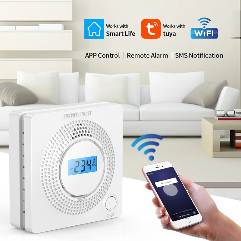 Tuya WiFi 2-in-1 Smoke Alarm CO Detector Fire Protection Smokehouse Combination Home Security System | Безопасность и защита