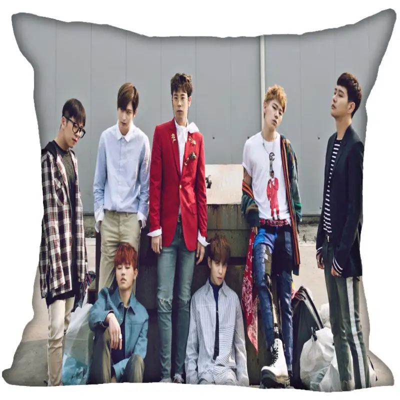 Пользовательские Kpop блок B печатные квадратные шелковые наволочки 40x40 45x45 50x50 60x60 две стороны атласная Наволочка логотип на заказ