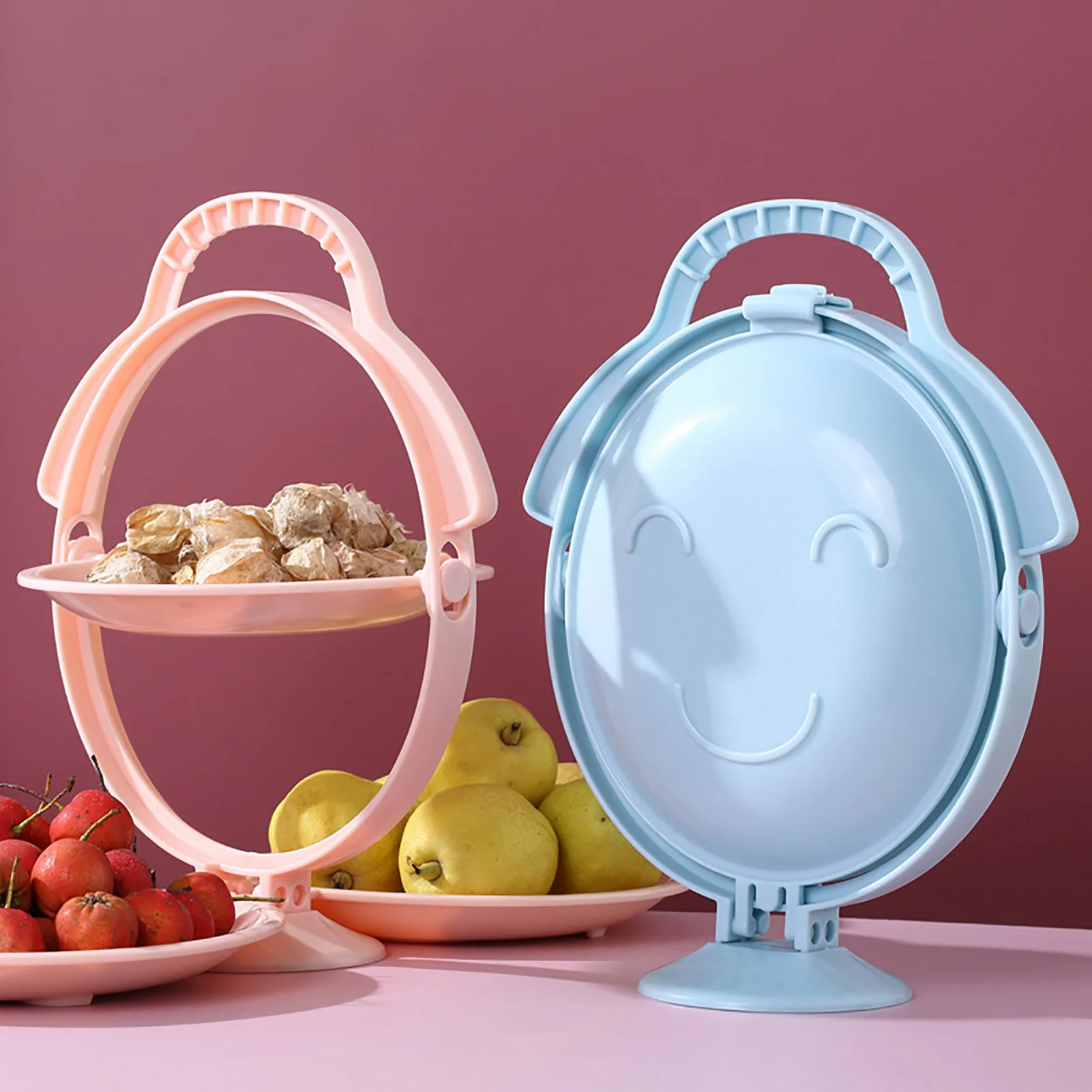 European Style Deluxe Fruit Plate Dessert Display Stand Tray Shelf Folding Double Layer Fruit Bowl Home Decorative Storage Rack