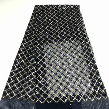 

2020 High Quality sequins Embroidered Nigerian Laces Fabric 2019 High Quality Gold French Tulle Lace Fabric For Women FR914F
