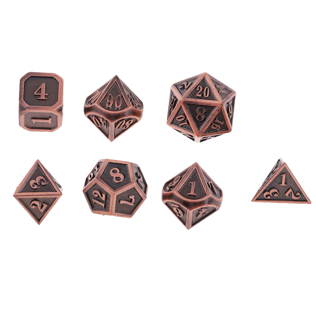 7pcs Embossed Heavy Metal Polyhedral Dice Set for D&D DnD RPG MTG Accessory Parties Board Game Dices Polyhedral Dices 