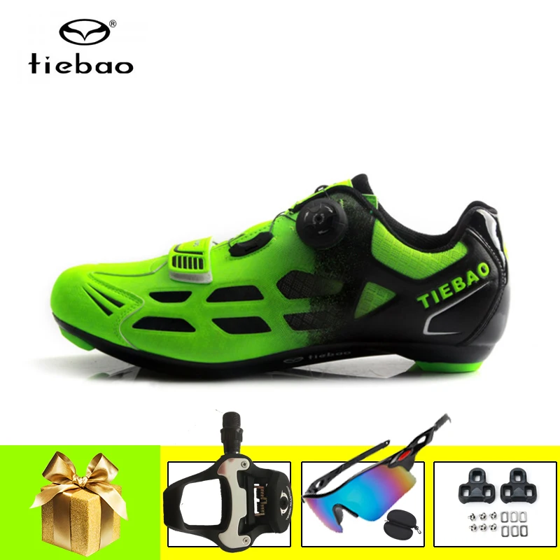 

Tiebao Racing Road Bike Shoes Ultralight Breathable Bicycle Sneakers Add SPD-SL Pedals Men Women Self-locking Cycling Shoes