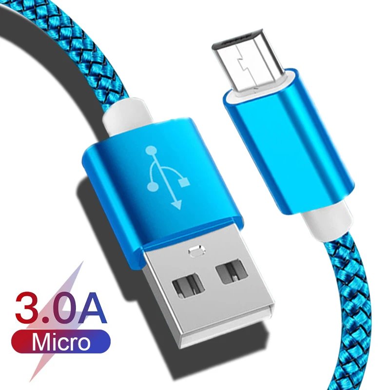 

3A Micro USB Cable Fast Charge USB Data Cable Nylon Sync Cord for Samsung a7 J5 Xiaomi Redmi Note 4 5 Android Micro usb Cable