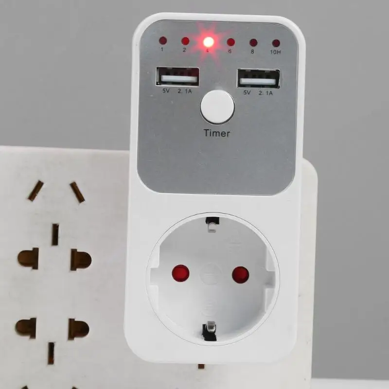 Двойной usb зарядное устройство по стандартам ЕС штекер розетка с таймером таймер