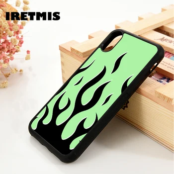 

Iretmis 5 5S SE 6 6S Soft TPU Silicone Rubber phone case cover for iPhone 7 8 plus X Xs 11 Pro Max XR Neon Flames