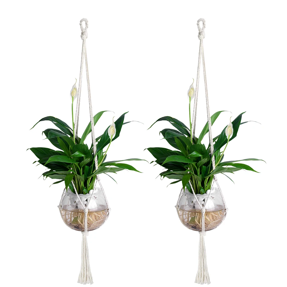 2pcs WITUSE 72 см вешалка для растений корзина крючки горшок держатель сырой веревки хлопок ручной работы макраме 4 ноги Сад домашний Декор Цветок завод дисплей - Цвет: 2pcs