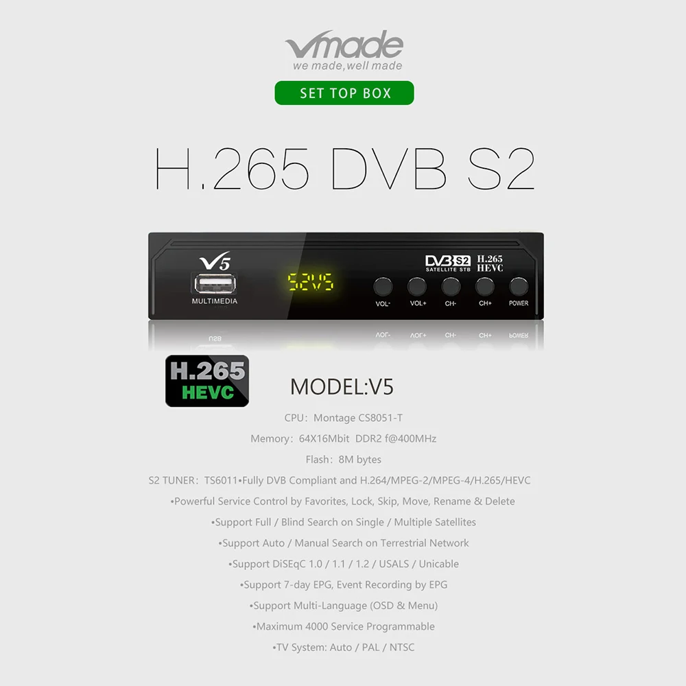 Satxtrem V5 Cccam IPTV Satellite Receiver IKS Combo 4K Digital DVB S2 H.265 USB TV Turner Vga Receptor CS Spain TV Receiver