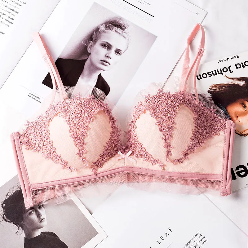 Pink Roseheart женский модный красный розовый сексуальный комплект нижнего белья мягкие бюстгальтеры беспроводной бюстгальтер наборы хлопковые трусики женский комплект нижнего белья 70A 75B 80B - Цвет: Pink