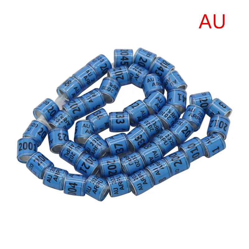 blue 50 шт. разноцветное кольцо для ног голубя с сережками, качественное прочное кольцо для птиц, кольцо для ног голубя, инструменты для птиц - Цвет: blue