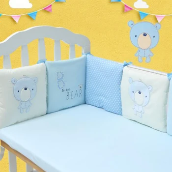 

6 Pieces/Lot Crib Bumper Cartoon Newborn Crib Bumper Crib Protection Pad Cushion Breathable Baby Bed Safety Fence