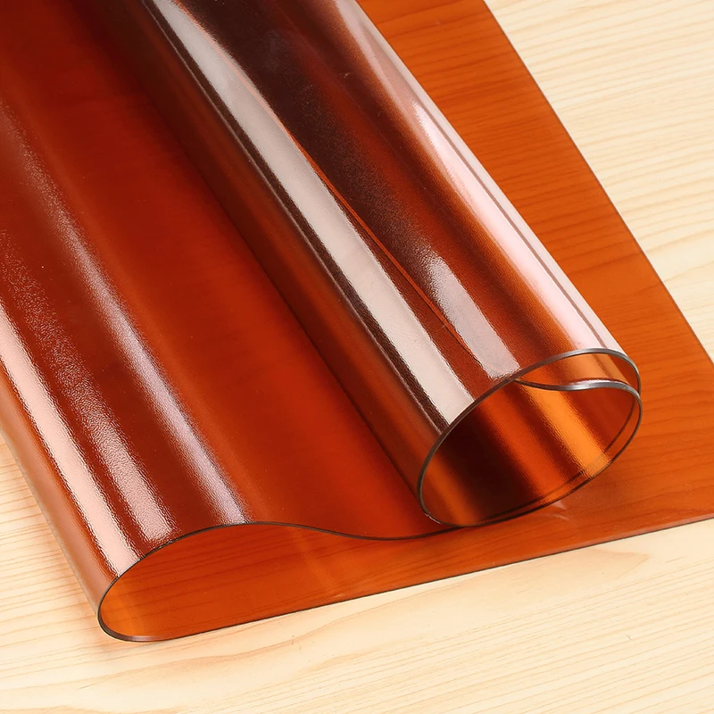 SKTEZO 1. 6mm High Quality Black Brown Rounded Edge PVC Frosted Soft Glass Tablecloth Anti-scalding Waterproof Coffee Tablecloth