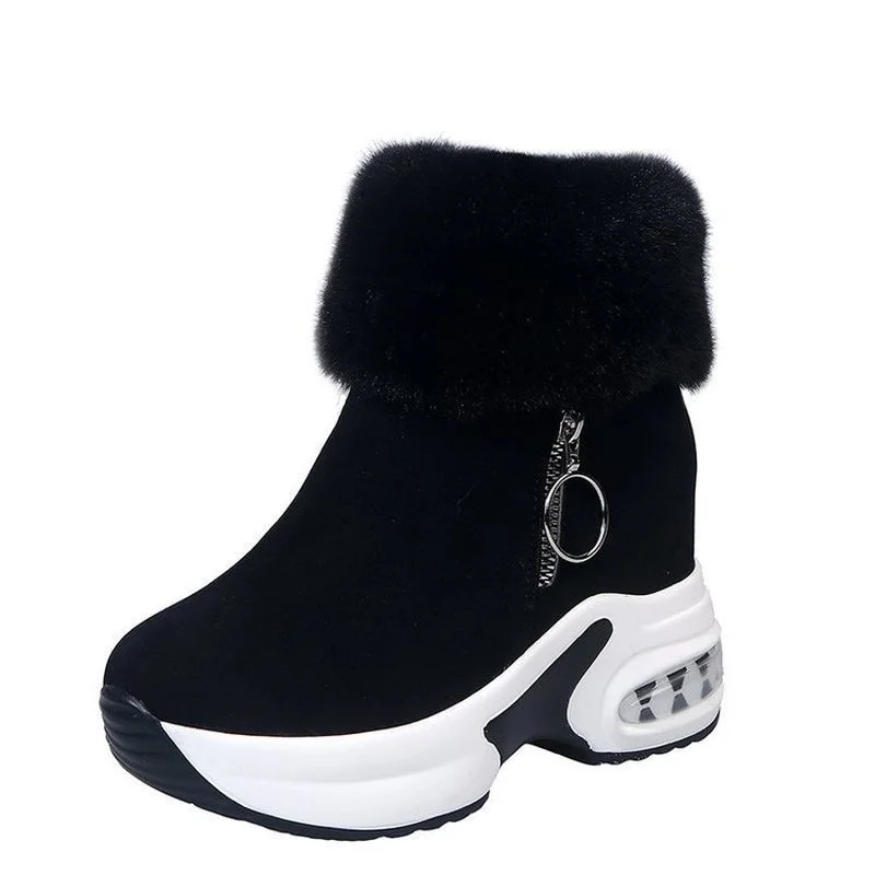 2023 Women's Ankle Boots Warm Plush Winter New Snow Boots Women's Retro Zipper Boots Platform Boots Botas Mujer Women's Shoes