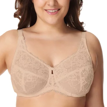 

Drop Ship Womens Lace Sheer Unlined Underwire Full Coverage Non-padded Minimizer Bra 34 36 38 40 42 44 DD DDD/E F G H