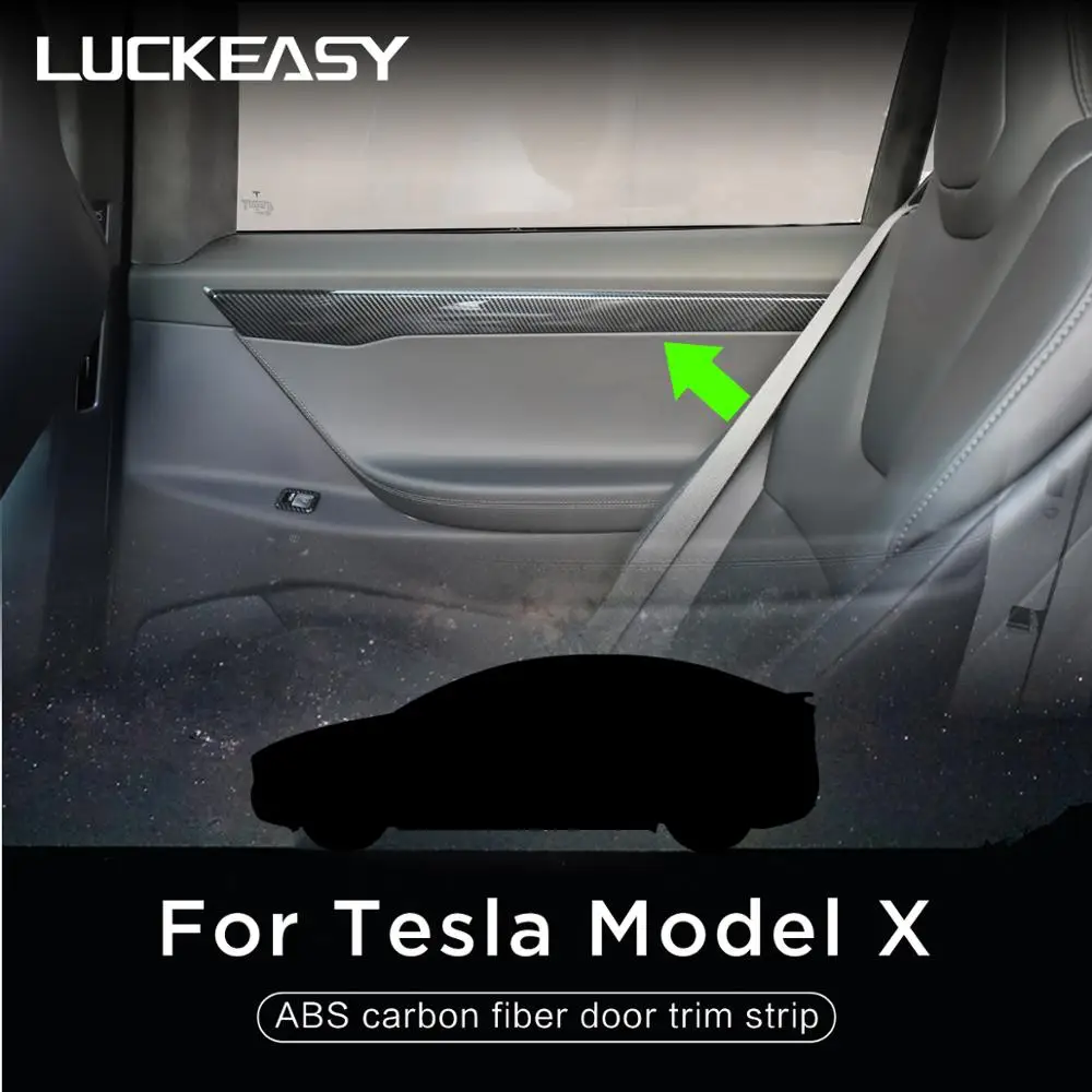 LUCKEASY автомобиля волокна обивки двери ленты ABS патч для Tesla модель X- с украшением в виде пуговицы Защита 4 шт./компл