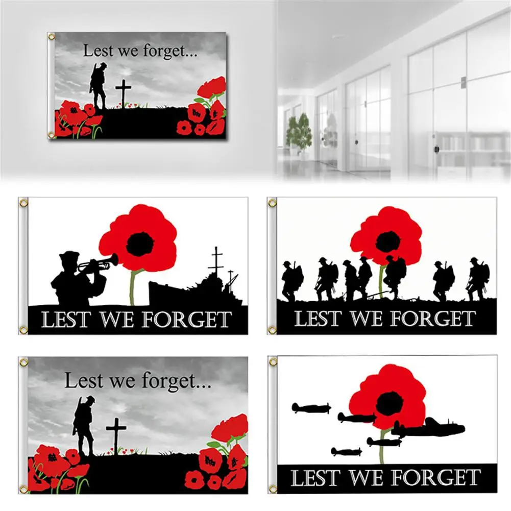 

Outdoor Polyester Digital Printing Flag Memorial Banner Remembrance Day Gifts with Two Metal Hanging Rings