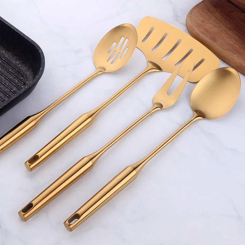 Gold Cooking Utensils Set, Stainless Steel 7 Pieces Kitchen Utensils Set,with  Utensil Holder, Dishwasher Safe, Easy To Clean - Cooking Tool Sets -  AliExpress