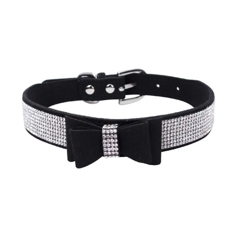 Pet Dog Cat Soft Collar Sparkling Collars Cute Shiny Rhinestones Bow Knot For Small And Medium Home Dog Pet Dog Collars Supplies