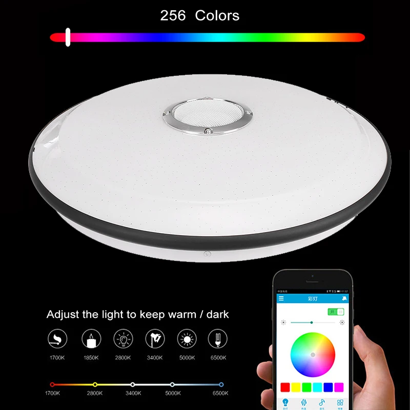 36W 60W Smart RGB Music LED Ceiling Lights Timing Modern APP bluetooth Led Ceiling Lamp Bedroom Dimmable Lamp+ Remote Control