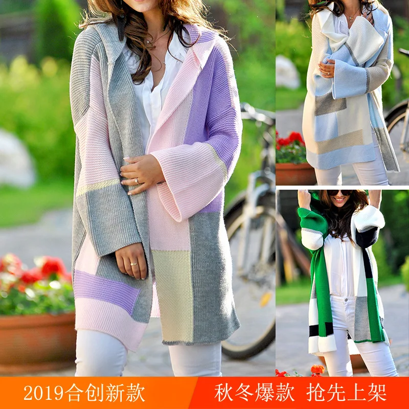 Women's Mid-length Cardigan Hooded Loose Sweater women cardigan women sweaters women winter clothes sweaters hooded