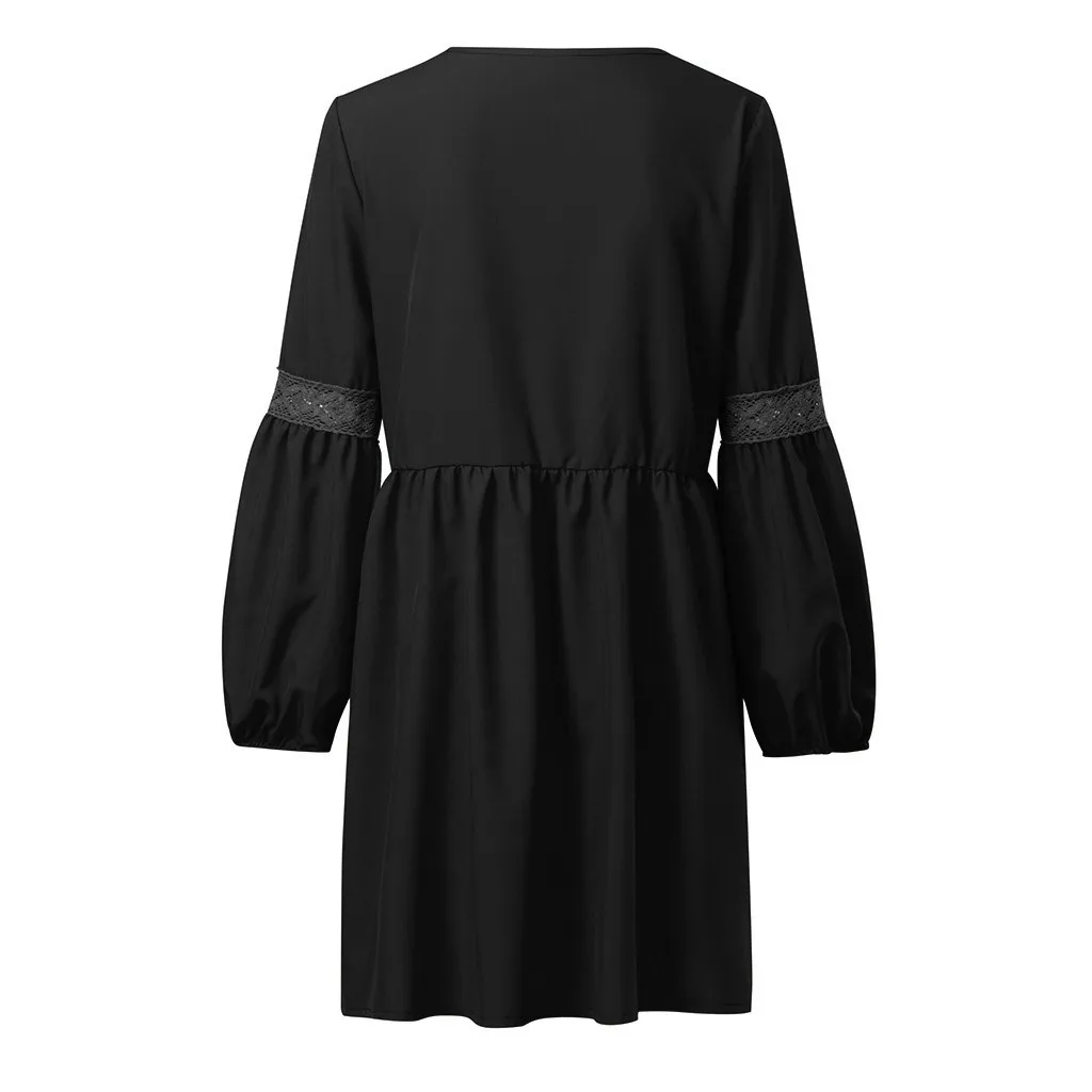 Повседневное платье женское элегантное черное 2019 v образный вырез повседневное