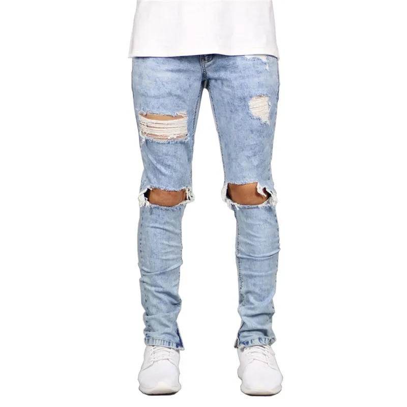 MORUANCLE Для мужчин марка NEW FASHION Hi Street рваные джинсы брюки для девочек уличная одежда в стиле «хип-хоп», рваные джинсовые штаны рваные джинсы джоггеры с большими дырками