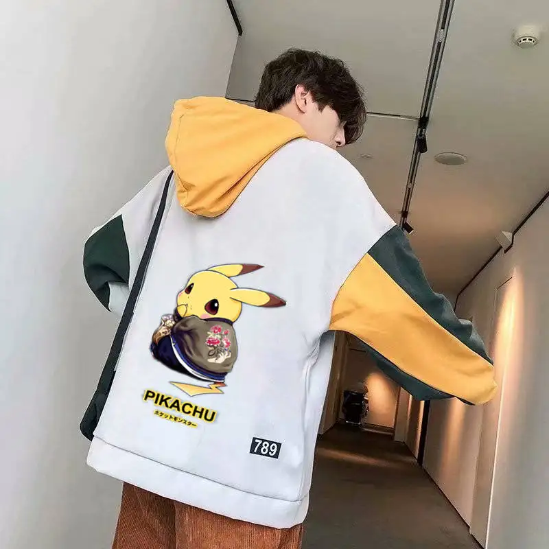 Толстовка с покемоном аниме пуловеры изображением Пикачу Пальто Повседневная