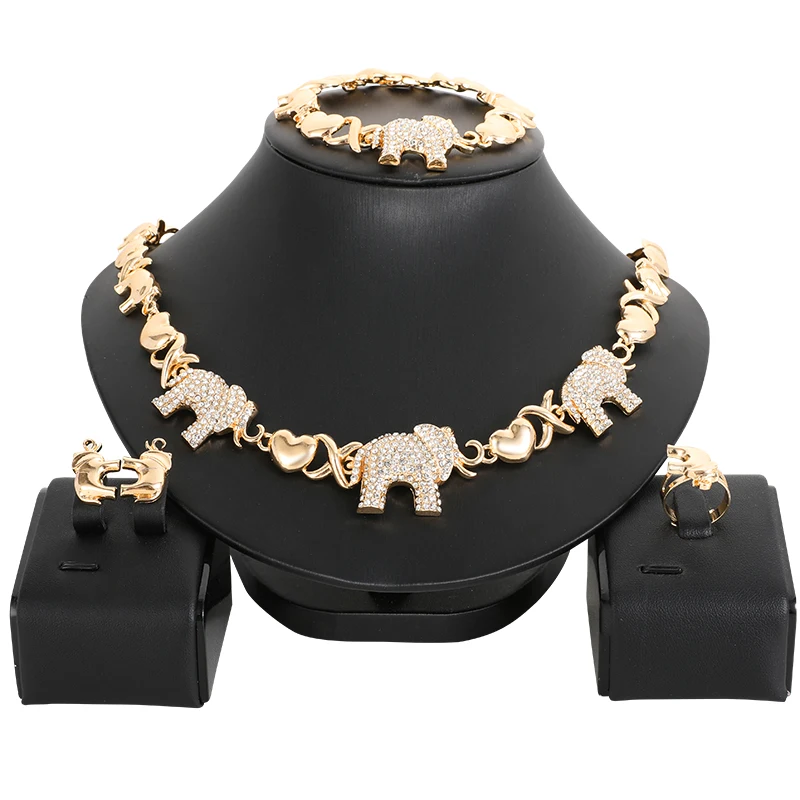NEW Dubai Gold Jewelry Sets Nigerian Wedding African Beads Crystal Bridal Jewellery Set Rhinestone Ethiopian parure | Украшения и