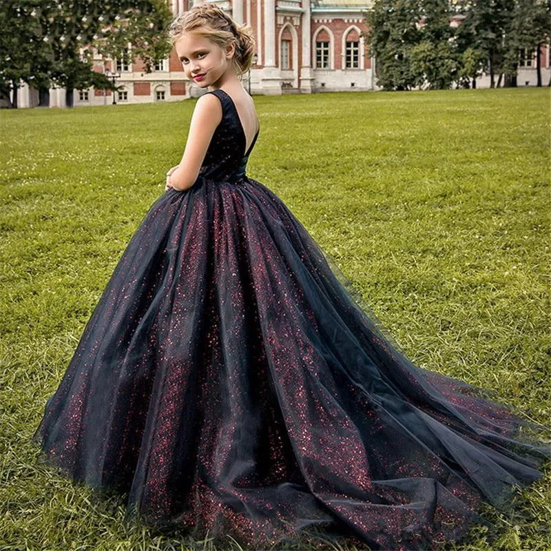35New Flower Girl Dress For Wedding Fuchsia 3D Flowers Princess Party Gown Luxury Ball Gown Little Girls Pageant Dresses
