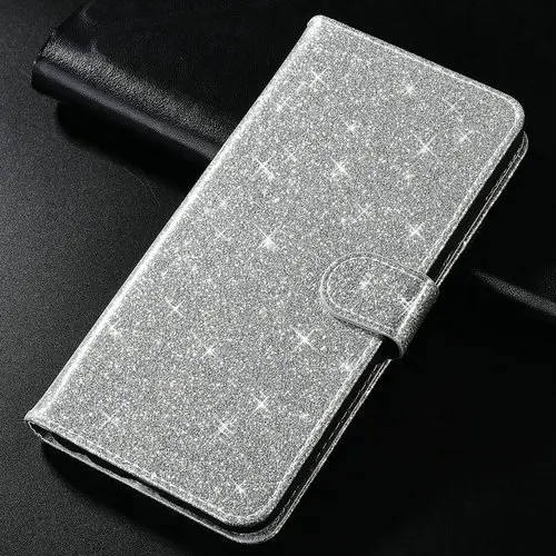 Case For Huawei Honor 8 10 20 20i Lite 5C 8X 7X P10 P20 P30 Lite Plus Pro Cover Case Flip Magnetic Matte Leather Cower - Color: Glitter- silver