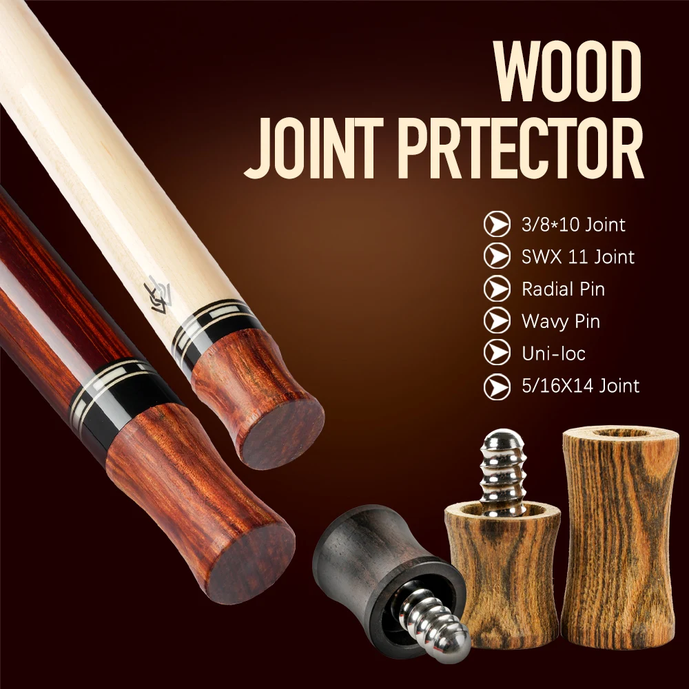 Billiards Joint Protector Radial Pin 5/16*14 3/8*11 3/8*10 Wavy Uni-Loc Caps Solid Ebony Rosewood Billiard Accessories | Спорт и